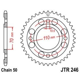 Couronne acier 41 dents JT Sprockets type 246 chaîne 530 CB250N/NA/T 1978-82