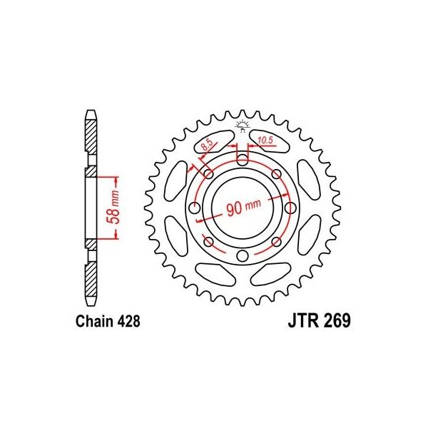 Couronne acier 36 dents JT Sprockets type 269 chaîne 428 CG125 W' 01