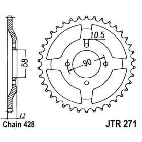 Couronne acier 50 dents JT Sprockets type 271 chaîne 428 CLR125 CITYFLY '98-00