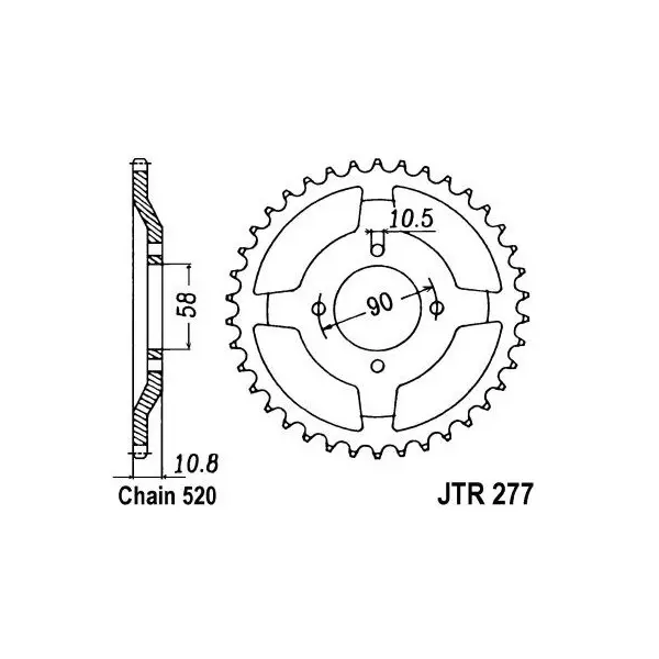Couronne JT SPROCKETS acier standard 277 - 520