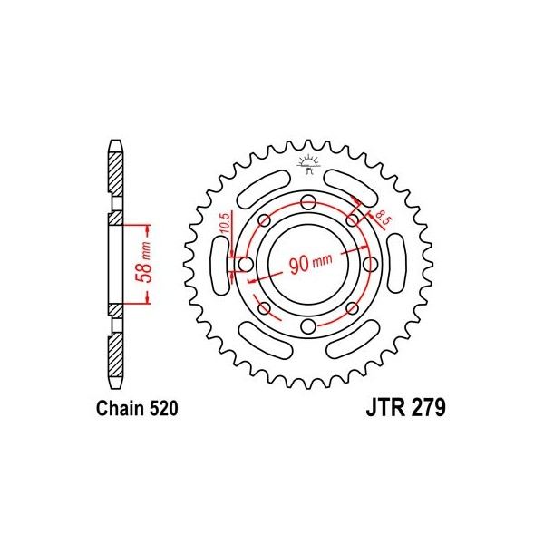 Couronne acier 32 dents JT Sprockets type 279 chaîne 520 Honda CA250 Rebel  