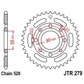 Couronne acier 35 dents JT Sprockets type 279 chaîne 520 CBX250H 1985