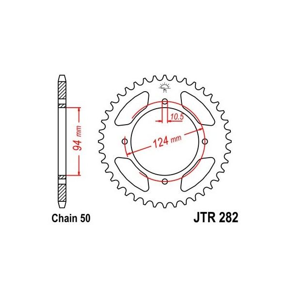 Couronne acier 37 dents JT Sprockets type 282 chaîne 530 CB500F1 ET CB550F1/F2/F3 1975-76