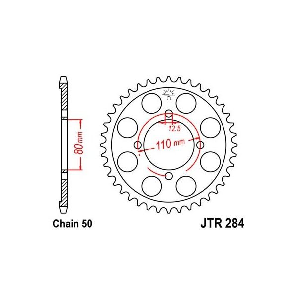 Couronne acier 40 dents JT Sprockets type 284 chaîne 530 CB750CA/CB