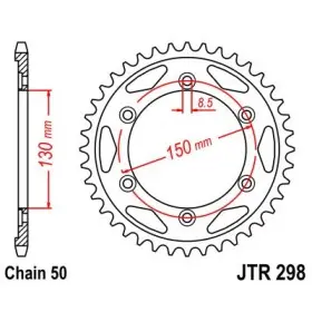 Couronne acier 40 dents JT Sprockets type 298 chaîne 530 NS400RF 1985-88 ET VFR400R 1986
