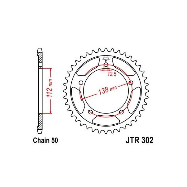 Couronne acier 42 dents JT Sprockets type 302 chaîne 530 CBR900RR 1992-95