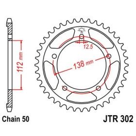 Couronne acier 44 dents JT Sprockets type 302 chaîne 530 CBR1100XX 1997-04