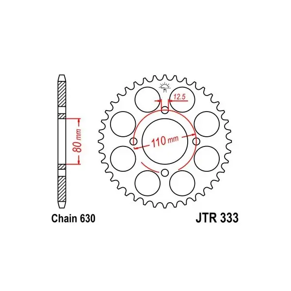 Couronne JT SPROCKETS acier standard 333 - 630
