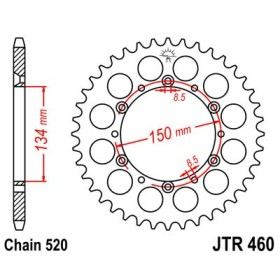 Couronne acier 42 dents JT Sprockets type 460 chaîne 520 Kawasaki KX500