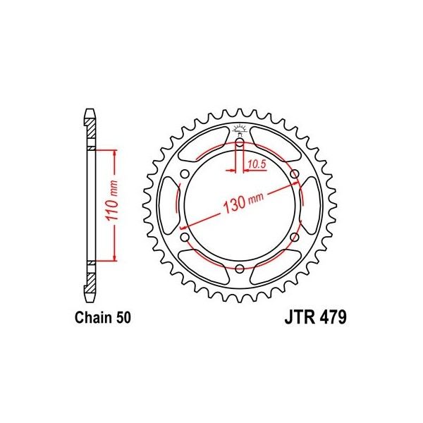 Couronne acier 43 dents JT Sprockets type 479 chaîne 530 YZF-R1 1998-03