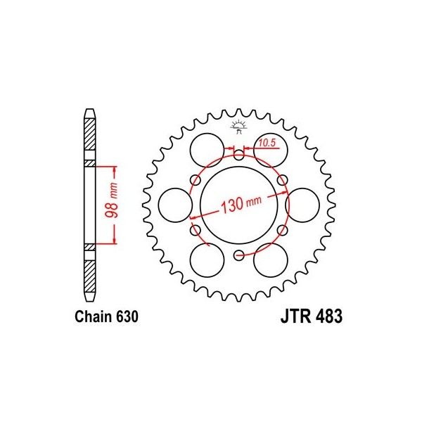 Couronne acier 35 dents JT Sprockets type 483 chaîne 630 Z900Z1 1973-75