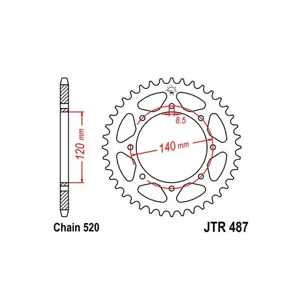 Couronne JT SPROCKETS acier standard 487 - 520