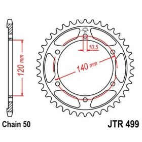 Couronne acier 38 dents JT Sprockets type 499 chaîne 530 TL1000S 1997-01