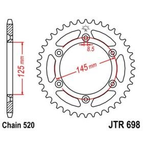Couronne acier 44 dents JT Sprockets type 698 chaîne 520 125 W8 '99