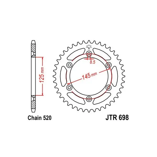 Couronne JT SPROCKETS acier standard 698 - 520