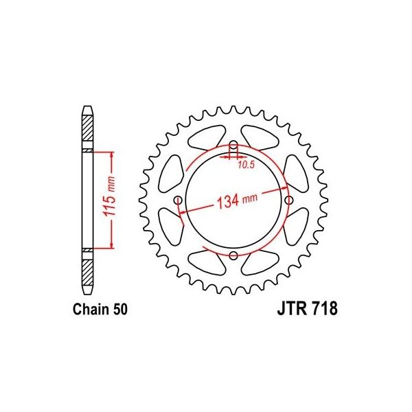 Couronne acier 48 dents JT Sprockets type 718 chaîne 530 650 INDIANA 1987-88