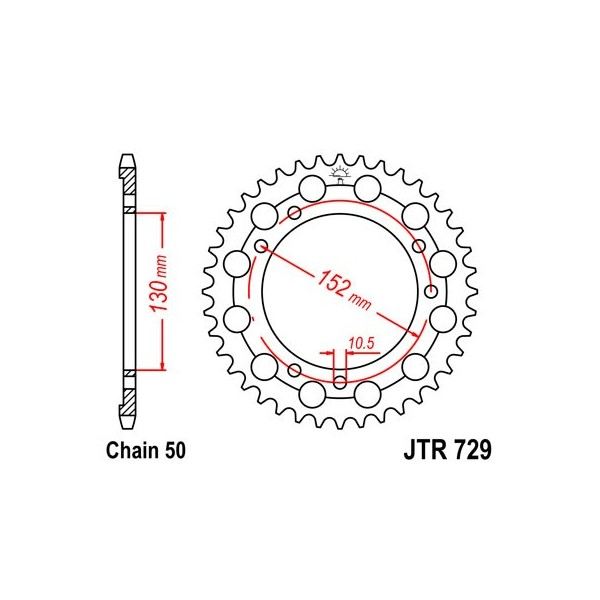 Couronne acier 46 dents JT Sprockets type 729 chaîne 530 750 ELEFANT 1993-96 ET 900 ELEFANT 1990-97