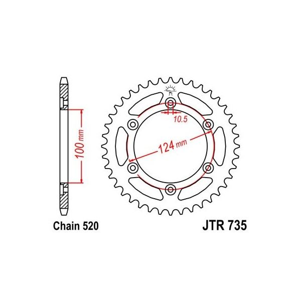 Couronne acier 37 dents JT Sprockets type 735 chaîne 520 750 SUPERSPORT 1991-98 ET 888 STRADA 1993-94