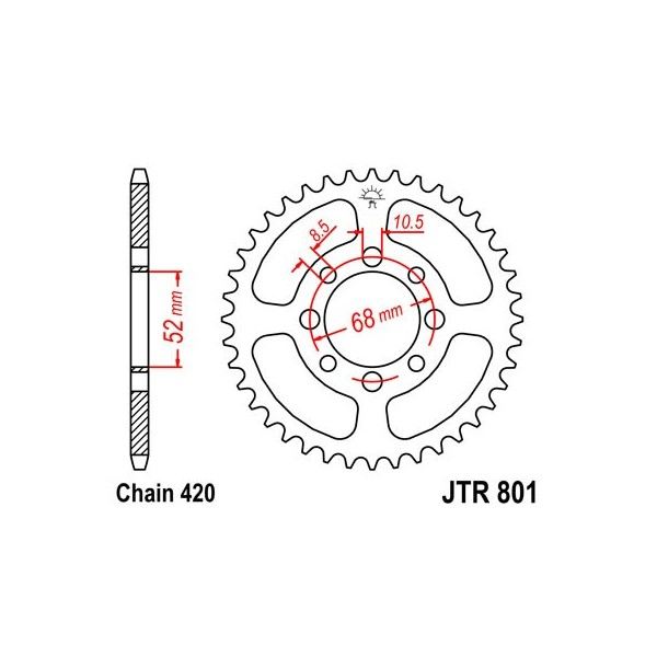 Couronne acier 37 dents JT Sprockets type 801 chaîne 420 Suzuki 