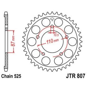 Couronne acier 45 dents JT Sprockets type 807 chaîne 525 SV650X 1999-04