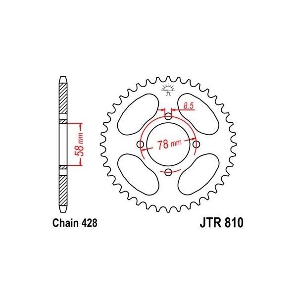 Couronne acier 41 dents JT Sprockets type 810 chaîne 428 GN125 1999-00