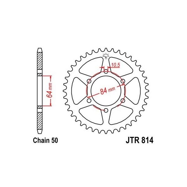 Couronne acier 33 dents JT Sprockets type 814 chaîne 530 GT550K-M 1972-75 ET GT550 A-B 1976-77