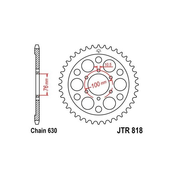 Couronne acier 41 dents JT Sprockets type 818 chaîne 630 GS750 1977-82 ET GSX750T 1980-82