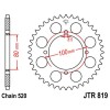 Couronne acier 46 dents JT Sprockets type 819 chaîne 520 Suzuki GS250 