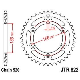 Couronne acier 42 dents JT Sprockets type 822 chaîne 520 Husqvarna/Gas Gas