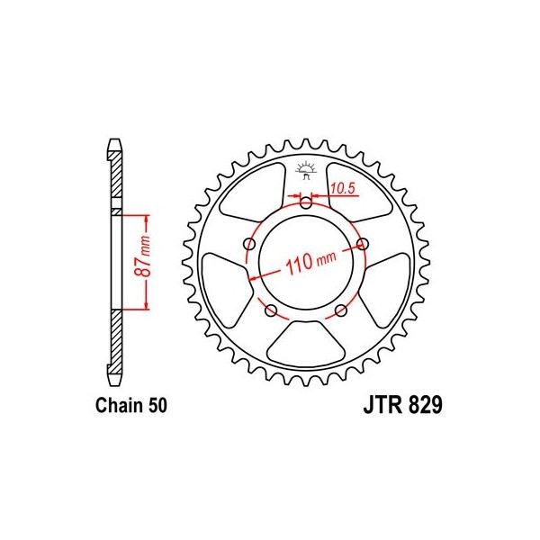 Couronne acier 47 dents JT Sprockets type 829 chaîne 530 GSF600 BANDIT 1995-99 ET GSF600 Y BANDIT 2000-04