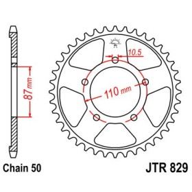 Couronne acier 48 dents JT Sprockets type 829 chaîne 530 YZ800 MARAUDER 1997-04