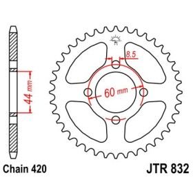 Couronne acier 50 dents JT Sprockets type 832 chaîne 420 YAMAHA DTR50R