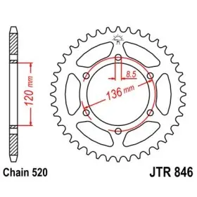Couronne acier 37 dents JT Sprockets type 846 chaîne 520 SRX600 1986-94