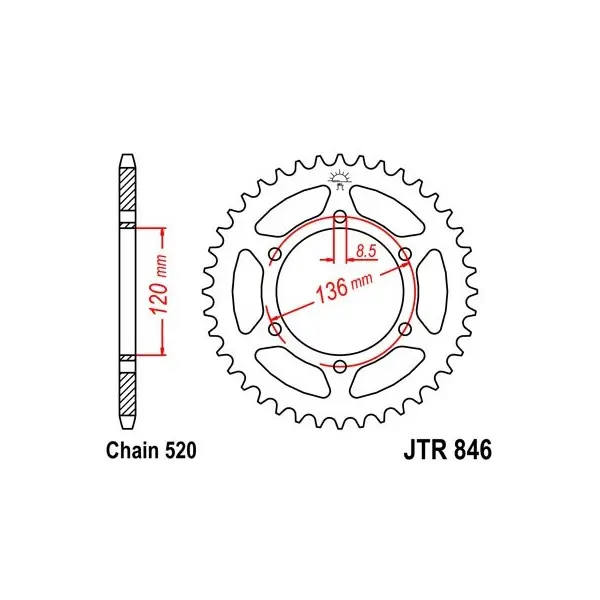 Couronne JT SPROCKETS acier standard 846 - 520