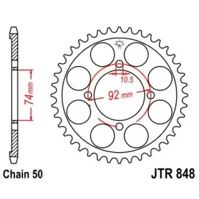 Couronne acier 37 dents JT Sprockets type 848 chaîne 530 RD350A/B 1974-76