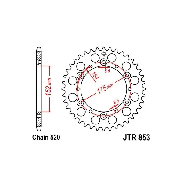 Couronne JT SPROCKETS acier standard 853 - 520