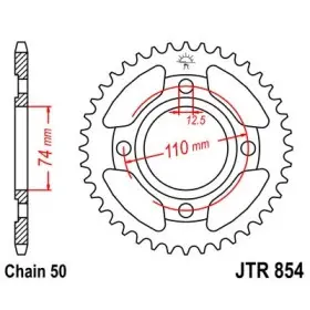 Couronne acier 38 dents JT Sprockets type 854 chaîne 530 RD250/400DXE 1978-80