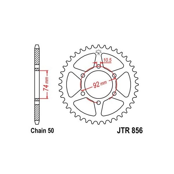 Couronne acier 45 dents JT Sprockets type 856 chaîne 530 XJ400 1982 ET XJ550 1981-85