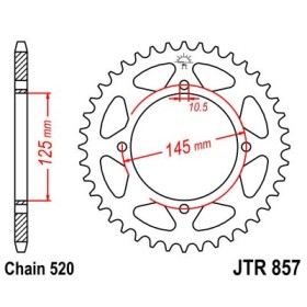 Couronne acier 40 dents JT Sprockets type 857 chaîne 520 XT600D/E TENERE 1986-88 ET XT600Z TENERE 1988