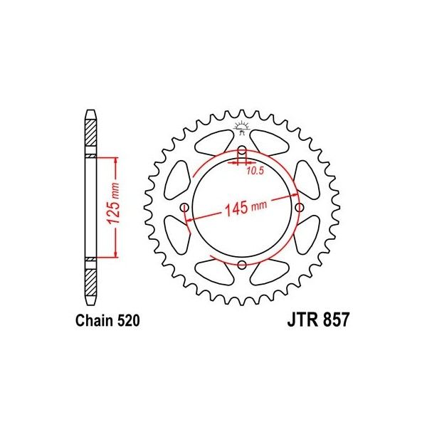 Couronne acier 46 dents JT Sprockets type 857 chaîne 520 XTZ660 TENERE 1996-98