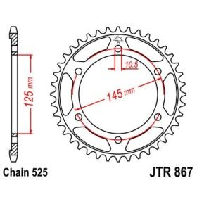 Couronne acier 42 dents JT Sprockets type 867 chaîne 525 TDM850 1996-98