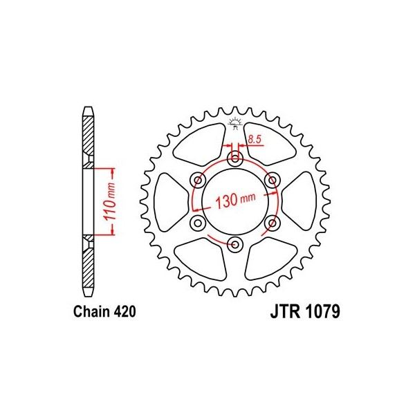 Couronne acier 62 dents JT Sprockets type 1079 chaîne 420 CPI