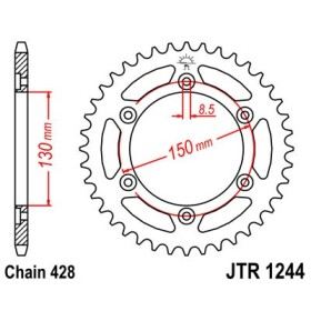 Couronne acier 51 dents JT Sprockets type 1244 chaîne 428 VTR250 1989-90