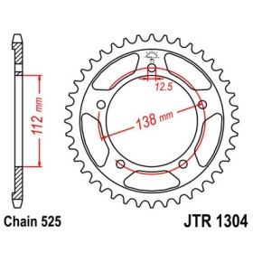 Couronne acier 43 dents JT Sprockets type 1304 chaîne 525 CBR600 1997-98 ET CBF600N 2004-05