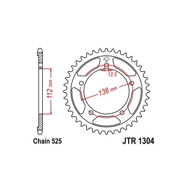 Couronne acier 47 dents JT Sprockets type 1304 chaîne 525 XL1000V VARADERO 1999-05