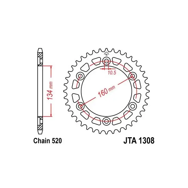 Couronne JT SPROCKETS aluminium Ultra-Light 1308 - 520