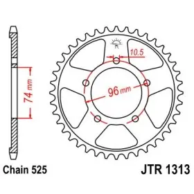 Couronne acier 40 dents JT Sprockets type 1313 chaîne 525 CBR400RR