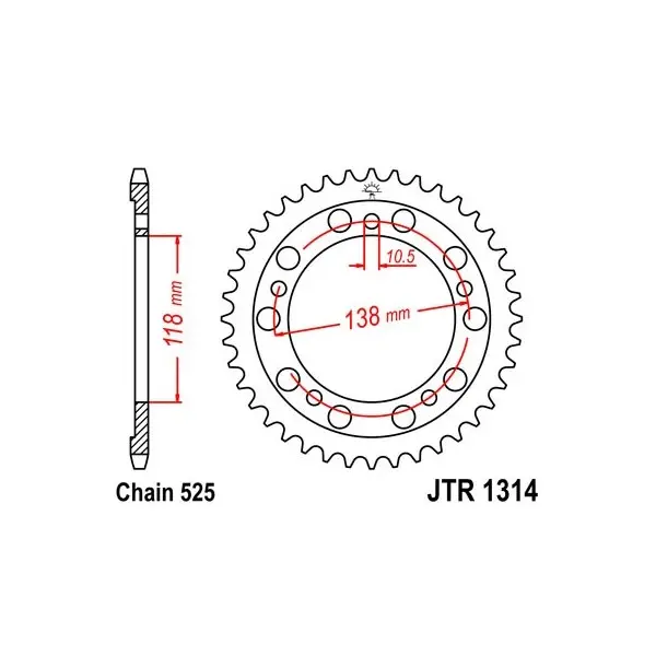 Couronne JT SPROCKETS acier standard 1314 - 525