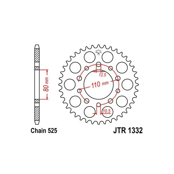 Couronne JT SPROCKETS acier standard 1332 - 525