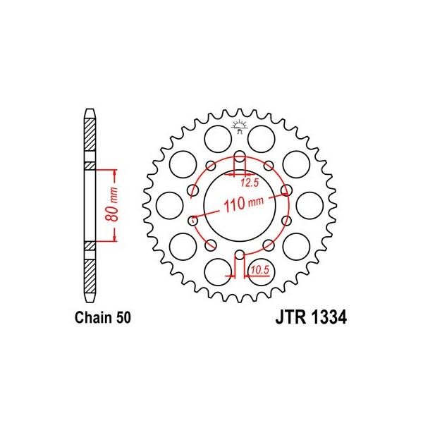 Couronne acier 45 dents JT Sprockets type 1334 chaîne 530 CBX550F/F2 1982-83 ET VFR750F 1986-89